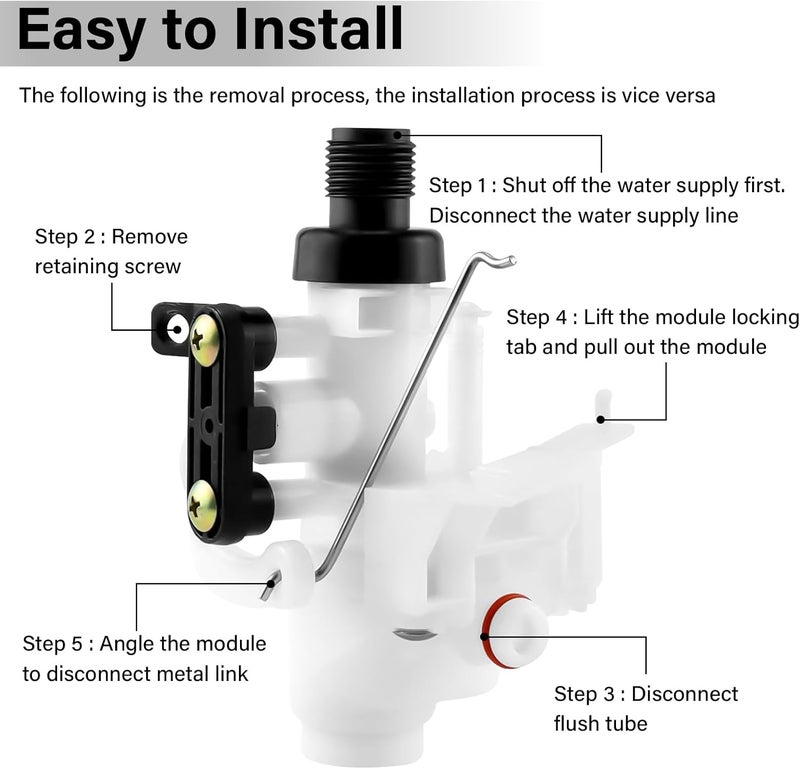 NIULPFZTK 31705 31688 31687 RV Toilet Water Valve Kit, Freeze-resistant & Leak-resistant RV Toilet Parts, for Thetford Aqua Magic V High and Low Models - Image 5